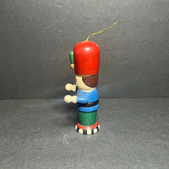 Vintage Russ Berrie #17190 Wooden Blue Green & Red Toy Soldier Ornament 3.5" - Picture 2 of 6